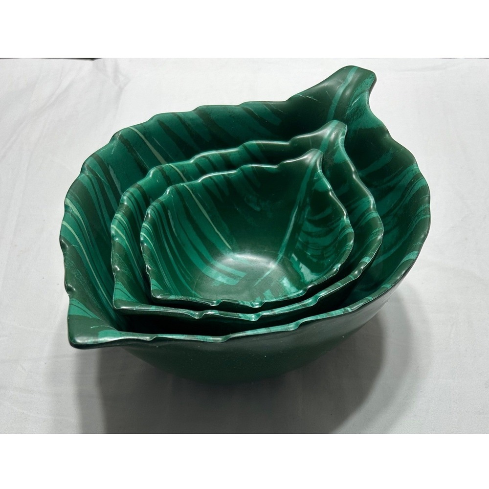 Opalhouse Leaf Nesting Bowls Set 3 Green Bamboo Melamine Tropical Excellent
